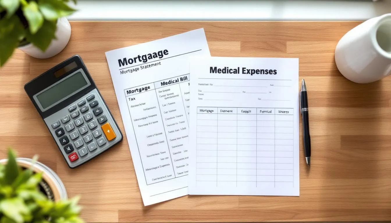 A visual representation of common tax deductions individuals can claim, including mortgage interest and medical expenses.