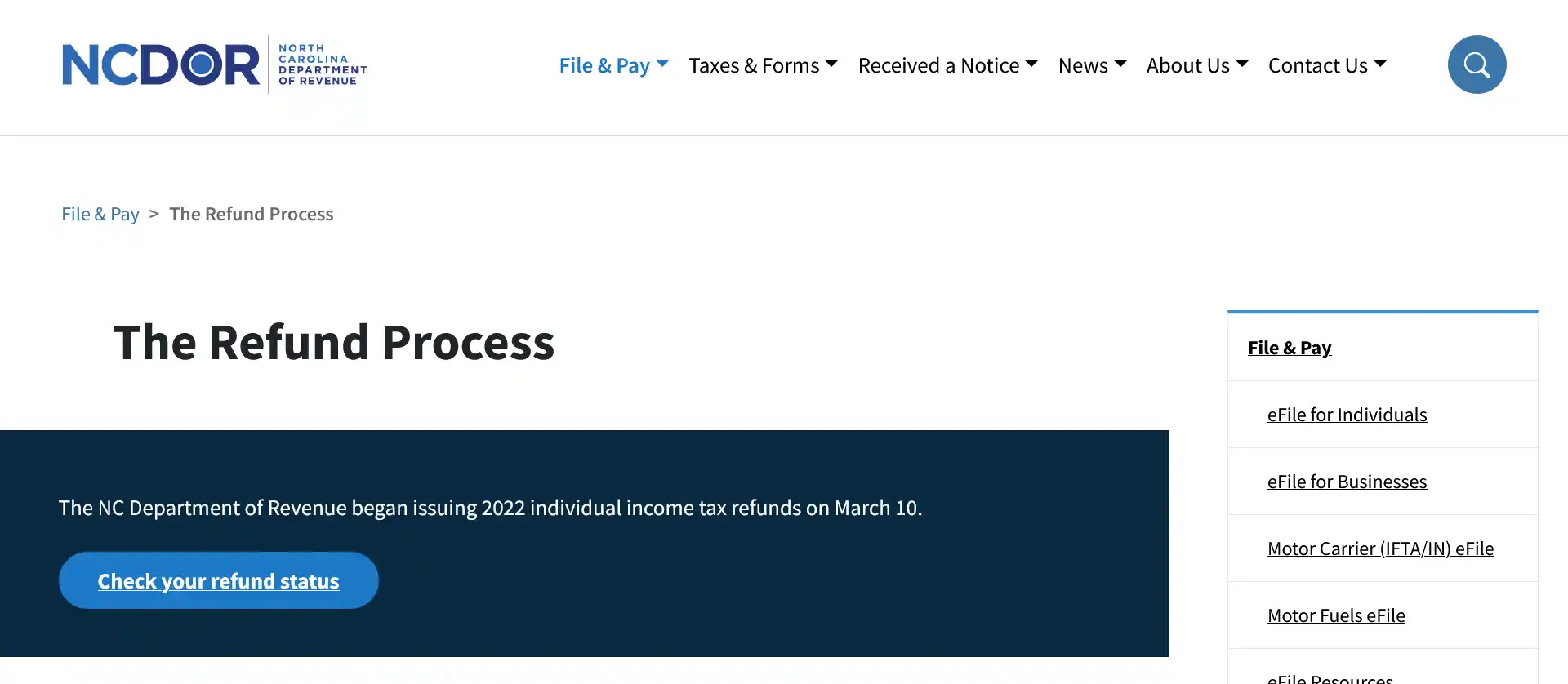 Track Your North Carolina State Tax Refund Where