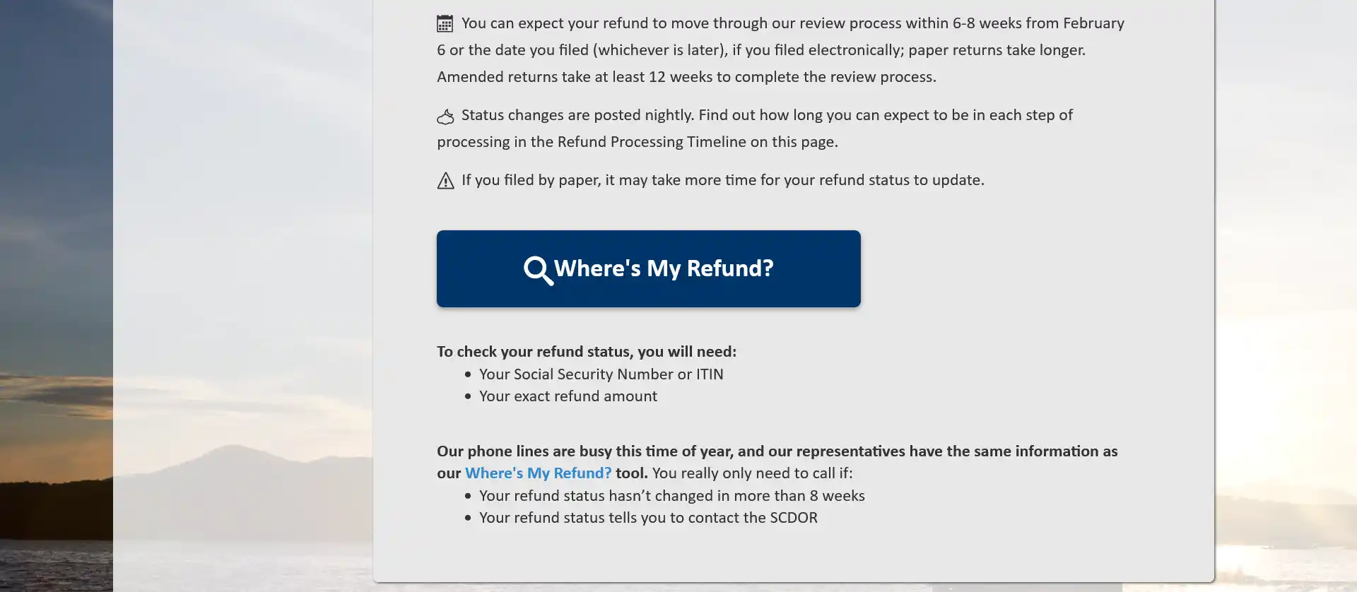 Track Your South Carolina Tax Refund Where's My Refund?